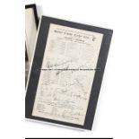 England-signed cricket scorecard for the Oval Test v Australia in 1938, 10 signatures in ink,
