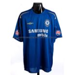 Didier Drogba blue Chelsea FC No.15 jersey issued for the pre-season Tour of the USA in 2005,