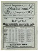 Ilford v Bournemouth Gasworks Athletic F.A. Amateur Cup Final programme played at West Ham United