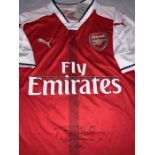 Terry Neill signed red and white Arsenal replica jersey season 2016-17, Puma adult size medium,