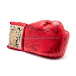 Multi signed boxing glove, the red right-hand Cleto Reyes glove signed in black marker pen and ink