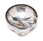 Silvered horseshoe of Hyperion, mounted on silver ashtray perfectly formed in the shape of a horse's