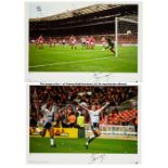 Pair of large Paul Gascoigne signed Tottenham Hotspur limited edition colour photoprints from the