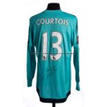 Thibaut Courtois signed mint green Chelsea FC goalkeeping No.13 match jersey season 2015-16, long-