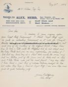 Alex ‘Sandy’ Herd handwritten letter to William Tagg, Esq. dated 31st May 1926, in black ink, on