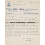 Alex ‘Sandy’ Herd handwritten letter to William Tagg, Esq. dated 31st May 1926, in black ink, on