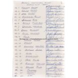 Brazil signed 1966 World Cup squad sheet, signed in blue ink with name and number of each player