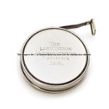 Tennis umpire's silver tape measure, Wimbledon Championships 1914, circular spring-loaded pull-out