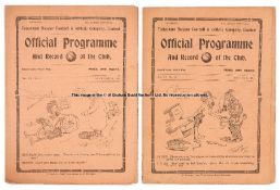 Two Tottenham Hotspur home programmes season 1913-14, Manchester City 27th September & Bradford