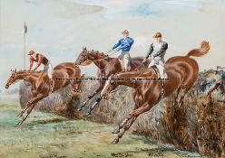 John Beer (British 1860-1930, active 1885-1915), THE SCOTTISH GRAND NATIONAL '08, watercolour,