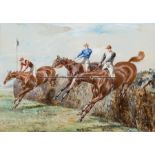 John Beer (British 1860-1930, active 1885-1915), THE SCOTTISH GRAND NATIONAL '08, watercolour,