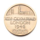 London 1948 London Olympic Games participant's medal, designed by B Mackennal, struck by John