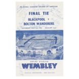 Autographed 1953 F.A. Cup Final programme Blackpool v Bolton Wanderers, 15 signatures to the front