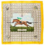 Silk ladies scarf commemorating the victory of Pinza in the 1953 Coronation Derby at Epsom,