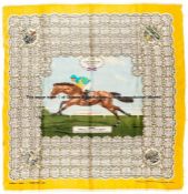 Silk ladies scarf commemorating the victory of Pinza in the 1953 Coronation Derby at Epsom,