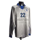 Luca Bucci grey Italy No.22 goalkeeper's jersey, long-sleeved, the reverse lettered BUCCI