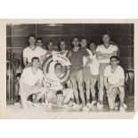 Rare autographed photograph of the Manchester United football team aboard the Queen Elizabeth ship