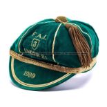 F.A.I Republic of Ireland Under-21 cap 1989 awarded to Jeff Kenna, green velvet with gold braid