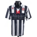 Two Hong Kong Rangers jerseys, both short-sleeved, a blue & black striped No.9 and a black & white