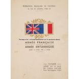 Multi-signed dinner menu French Army v British Army, Paris, 13th March 1947, paper booklet with