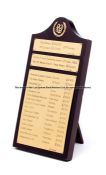 Plaque commemorating the achievements of jockey Lester Piggott during 1960, wooden plaque with easel