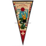 Switzerland 1954 FIFA World Cup official pennant, triangular, material form, printed with