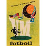 Sweden 1958 FIFA World Cup official tournament advertising poster, on board, designed by Beka,