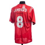 Frank Lampard signed England 2004-05 red replica away jersey, short sleeved with England badge,