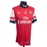 Nacho Monreal 2014 F.A. Cup Final red & white Arsenal No.17 jersey, short sleeved, inscribed FA