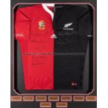 Signed Britsh & Irish Lions and New Zealand 1/2 & 1/2 shirt, relating to the 2005 Lions Tour, signed
