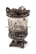 Continental silver plated vase with tennis decoration circa 1880, with a circular set of exquisitely