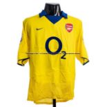 Ashley Cole Arsenal FC yellow and blue No.3 away jersey season 2003-04, match issue, short-