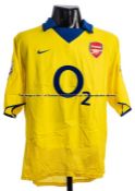 Ashley Cole Arsenal FC yellow and blue No.3 away jersey season 2003-04, match issue, short-