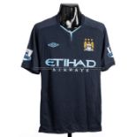 Aleksander Kolarov Manchester City FC No.13 navy jersey, season 2010-11, short sleeved with BARCLAYS