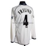 Steffen Freund signed white Tottenham Hotspur No.4 home jersey, season 2002-04, long-sleeved with