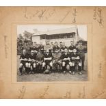 Wartime b&w photograph of the British Army football team in Belfast, Northern Ireland, in 1941,