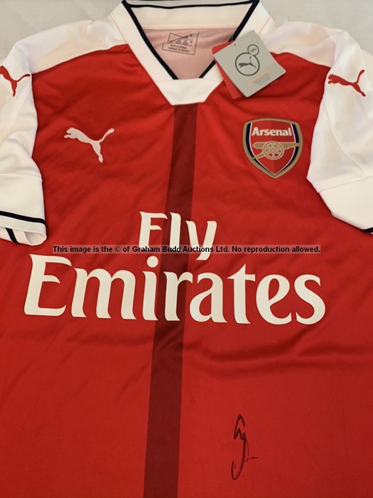 Mesut Ozil signed red and white Arsenal replica home jersey, season 2016-17, Puma adult size
