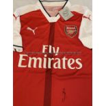 Mesut Ozil signed red and white Arsenal replica home jersey, season 2016-17, Puma adult size