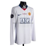 Manchester United jersey associated with the 2009 Champions League Final, white long-sleeved made