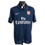 William Gallas Arsenal FC No.10 blue away jersey, season 2009-10, short sleeved with BARCLAYS