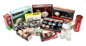Collection of golf balls, mainly wrapped and boxed, makers include Dunlop, Slazenger, Penfold,