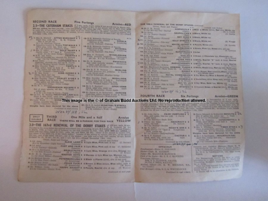 Four 1940s Epsom Derby Day racecards, comprising 1946 (Airborne), 1947 (Pearl Diver), 1948 (My Love) - Image 6 of 21