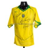 Brazil 2004 retro jersey signed by the '4 R's', Rivaldo, Ronaldo, Roberto Carlos & Ronaldinho,