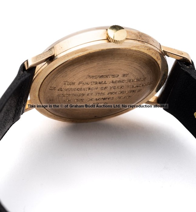 Terry Venables' Rotary 9ct gold wristwatch, presented by the F.A., circa 1979, 9ct gold case,