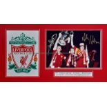 Signed colour photograph display of 1981 European Cup winners Liverpool, showing Graeme Souness,