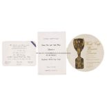 The National Sporting Club dinner menu in honour of Sir Alf Ramsey, held at the Cafe Royal,