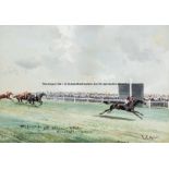 John Beer (British 1860-1930, active 1885-1915), THE FINISH FOR THE ST LEGER STAKES, DONCASTER 1912,