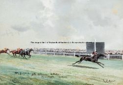 John Beer (British 1860-1930, active 1885-1915), THE FINISH FOR THE ST LEGER STAKES, DONCASTER 1912,