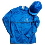 Royal blue Godolphin racing silks worn by Frankie Dettori when winning the Prix de l’Arc de