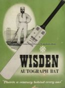 Advertisement poster for Wisden 'Autograph' cricket bats, featuring a portrait of John Wisden, a